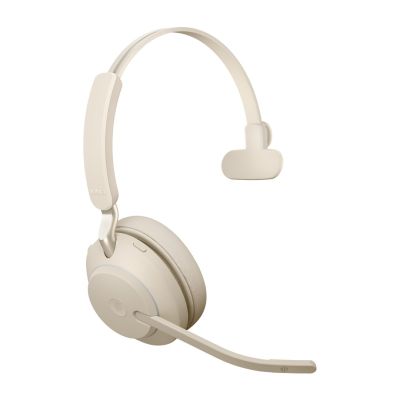 4. Jabra Evolve2 65 MS Mono Link380c Kabelloser Over-Ear-Kopfhörer, Beige + Ständer