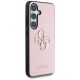 4. Guess Grained Big 4G Logo Small Classic Logo Hülle für Samsung Galaxy S25 Plus rosa