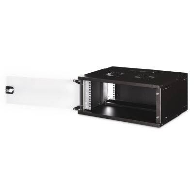 16. 19" 4HE Wand-Netzwerkschrank, SOHO PRO 240 x 540 x 400 mm, Glastür, schwarz, unmontiert, 60 kg