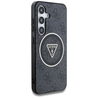 4. Guess 4G Glitter Triangle Buttons MagSafe Hülle für Samsung Galaxy S25 schwarz