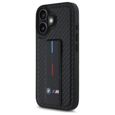 2. BMW M Grip Stand Smooth und Carbon Hülle für iPhone 16 – Schwarz