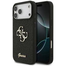 Guess Fixed Glitter Big 4G Hülle für iPhone 17 Pro Max - Schwarz