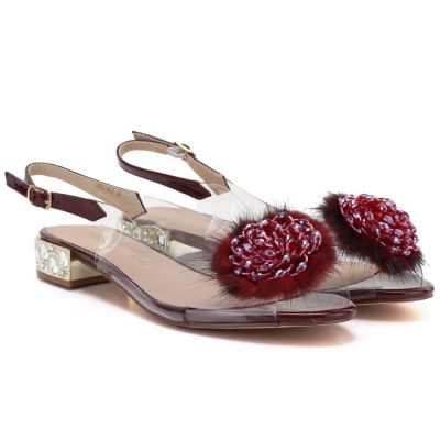 5. Damen-Transparentsandalen mit Verzierung, bordeauxrot D&A MR62-9072