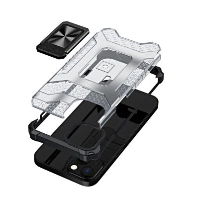 2. Crystal Ring Case robuste Kickstand TPU/PC Panzer Handyhülle Hard Case für iPhone 13 schwarz