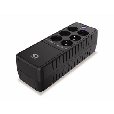 Conceptronic USV-Netzteil 850 VA/490 W/6x Schuko/RJ45 Ein-/Ausgang, Büro, schwarz