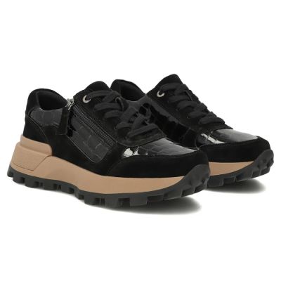 4. Damen-Keilsneaker aus Lackleder, schwarz, Filippo DP7988