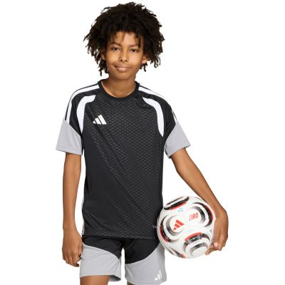 5. adidas Tiro 26 Wettkampf-Trainings-T-Shirt für Kinder, Schwarz und Grau, KA7599
