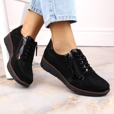4. Filippo W PAW467 schwarze Keilschuhe aus Leder