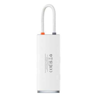 4. Baseus Lite Series multifunktionaler HUB USB Typ C - 2 x USB 3.0 / USB Typ C PD / HDMI 1,4 / SD / TF weiß (WKQX050102)