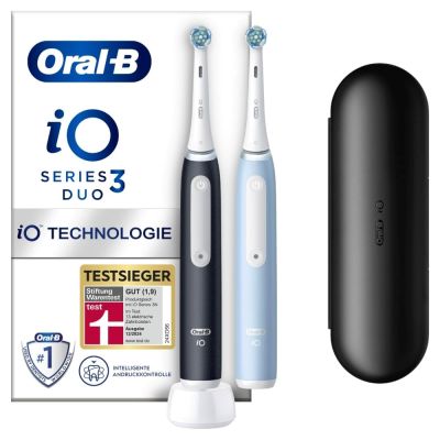Oral-B iO Series 3n Elektrische Zahnbürste, Matt Schwarz/Eisblau, Typ: Rotationszahnbürste, Stromversorgung: Akku, Modi: Aufhellen, Tägliche Reinigung, Sensitiv