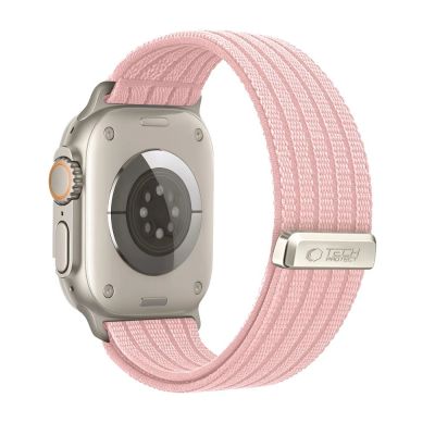 2. Tech-Protect Nylon-Sportarmband für Apple Watch 44/45/46/49 mm – Hellrosa