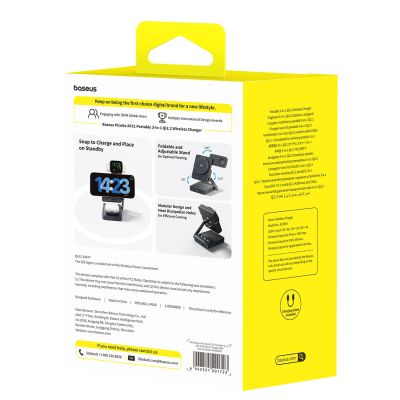 5. Baseus PicoGo AF21 3-in-1 Qi2.2 35W Kabelloses Ladegerät mit 1m USB-C-Kabel – Schwarz