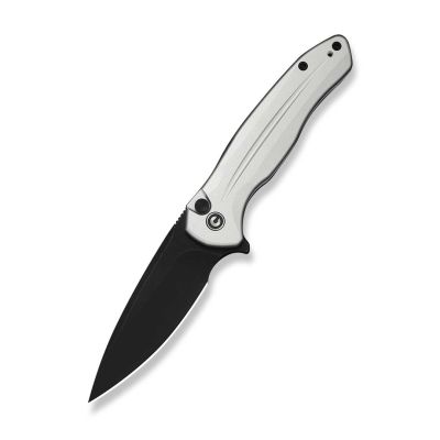 CIVIVI Kitefin Messer mit Knopfverriegelung, silberfarben, Alu 14C28N