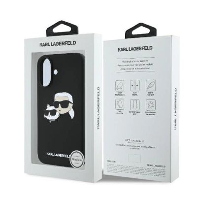 8. Karl Lagerfeld Silikonhülle mit Nabble-Kopf-Print und MagSafe-Design für iPhone 16 – Schwarz