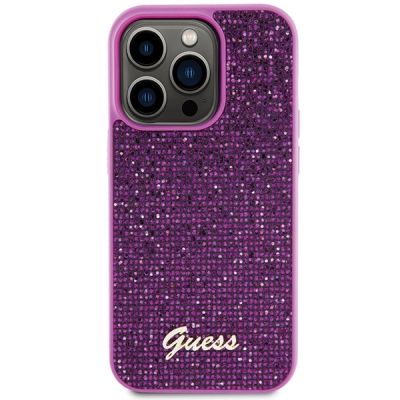 3. Guess Disco Metal Script Hülle für iPhone 15 Pro – Rosa