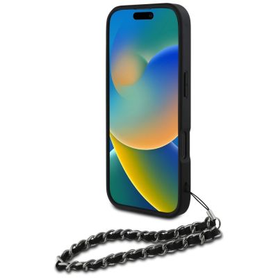 4. Karl Lagerfeld Saffiano Crystals w/Chain iPhone 16 Pro Max Hülle - Schwarz