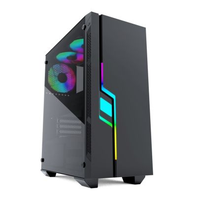 GEMBIRD FORNAX 2000RGB MIDI-TOWER-CASE (USB 3.0, HD-Audio) RGB-Hintergrundbeleuchtung, Gaming-Design, Schwarz