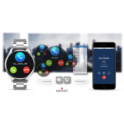 5. GIEWONT Vertex SmartCall GW450-4 Silber/Carbon Silikon Smartwatch