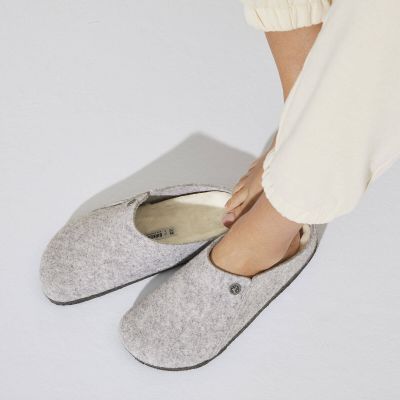 5. Birkenstock Zermatt Hellgraue Wollfilz-Isolierpantoffeln für Herren/Damen, Normalbreite (1015092)