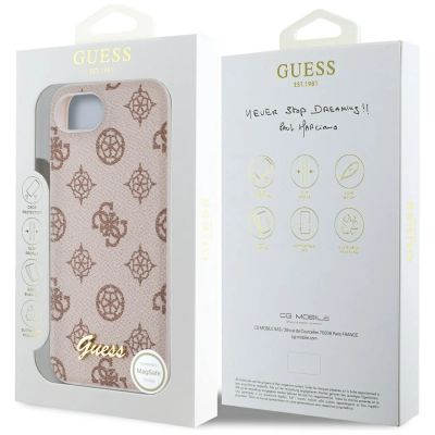 8. Guess Peony Script Logo MagSafe iPhone 16e Hülle - Braun