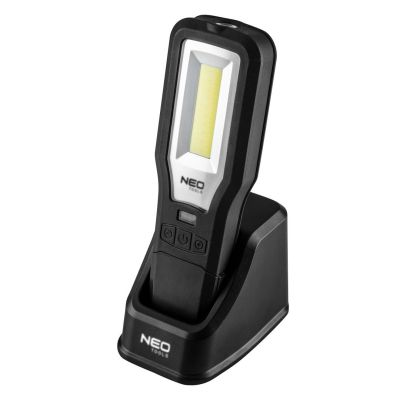 4. 550 lm COB-LED-Werkstattlampe + Sockel + Ladegerät