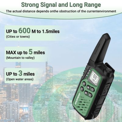 6. Baofeng BF-T25E Walkie-Talkie, grün, 2 Stück