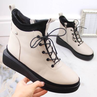 5. Filippo W PAW482 beige isolierte Plateaustiefeletten aus Leder