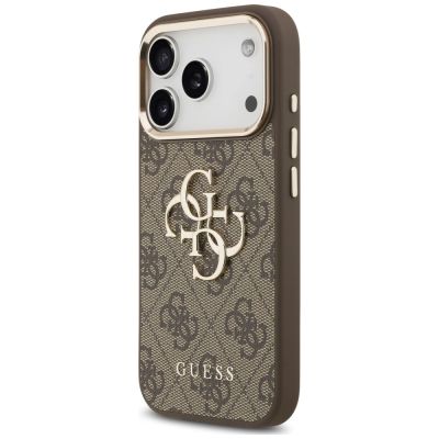 3. Guess 4G Strap 4G Classic Logo Metal Trims Hülle für iPhone 18 Pro / 17 Pro – braun