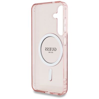 7. Guess Glitter Circle Classic Logo MagSafe Hülle für Samsung Galaxy S25 Pink