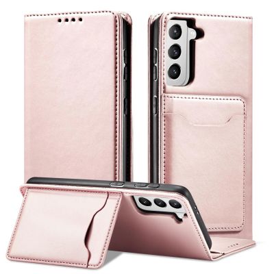 3. Magnet Kartenetui für Samsung Galaxy S22+ (S22 Plus) Etui Geldbörse Kartenhalter Pink