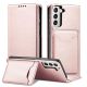 3. Magnet Kartenetui für Samsung Galaxy S22+ (S22 Plus) Etui Geldbörse Kartenhalter Pink