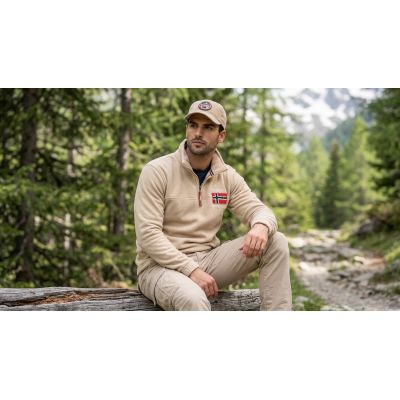 4. Herren-Fleecejacke Geographical Norway TEQUATEUR BEIGE DB MEN 233 (WZ6694H/GN-BEIGE)