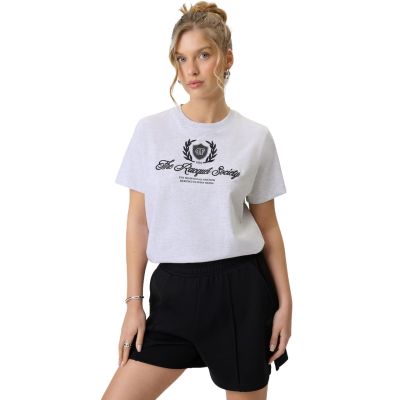 Damen-T-Shirt 4F F2738, kühles Hellgrau-Melange 4FWSS26TTSHF2738, Größe 27M