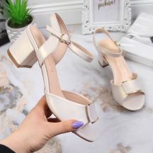Sergio Leone W SK139F beige Sandalen mit Blockabsatz 