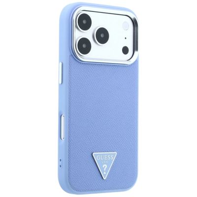 4. Guess MagSafe-Hülle mit genarbtem Dreieckslogo für iPhone 18 Pro Max / 17 Pro Max – Blau