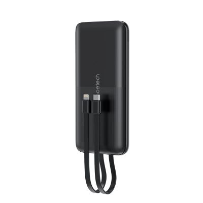 Choetech B654 10000 mAh 22,5 W USB-A/USB-C/Micro-USB-Powerbank mit integriertem USB-C/ Lightning Kabel – Schwarz