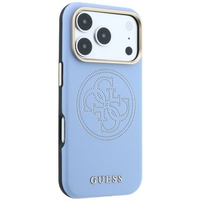 4. Guess Perforierte 4G Gold Logo Magsafe Hülle für iPhone 18 Pro Max / 17 Pro Max - Hellblau