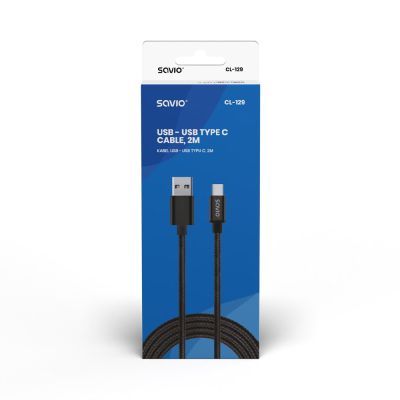 3. SAVIO CL-129 Kabel (USB Typ C - USB 2.0 Typ A; 2 m; schwarz)