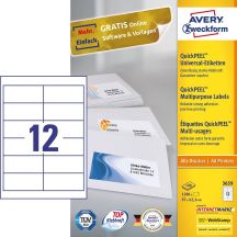Avery 3659 Selbstklebende Etiketten Rechteckig Permanent Weiß 1200 Stück.