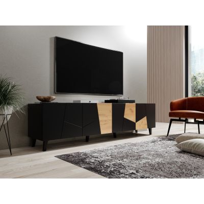5. ETNA TV-Schrank 200x42x52 schwarz matt + Eichenholz