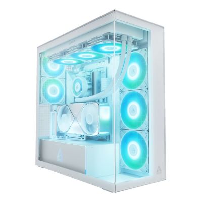 10. Arctic Xtender Weiß Transparentes Glasfenster mit GPU-Halterung