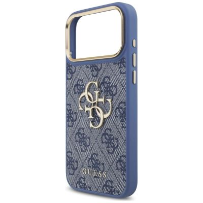 6. Guess 4G Big 4G Classic Logo Big Strap Metal Buttons Hülle für iPhone 18 Pro Max / 17 Pro Max – blau