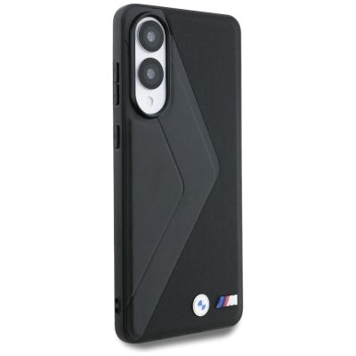 4. BMW Leather Oversized Stripes MagSafe Hülle für Samsung Galaxy S25 Edge - Schwarz