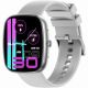 4. GRAVITY GT18-5 Damen-Smartwatch, schwarzes Silikonarmband + graues Armband