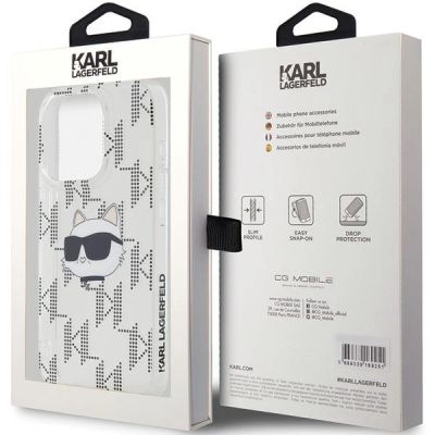 8. Karl Lagerfeld IML Choupette Head & Monogram Hülle für iPhone 15 Pro Max – transparent