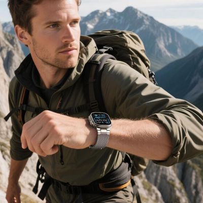 6. Tech-Protect Milano Vanguard Armband für Apple Watch (44 / 45 / 46 / 49 mm) – Titan