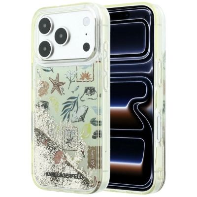 Karl Lagerfeld Liquid Glitter Strand- und Sandhülle für iPhone 17 Pro / 18 Pro – Beige