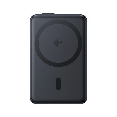 6. Baseus Nomos 10000mAh 30W Qi2 Powerbank mit MagSafe-kompatiblem Ständer und integriertem USB-C-Kabel – Schwarz
