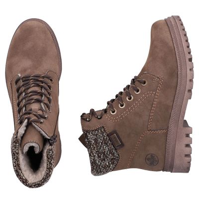 4. Bequeme braune Trapperstiefel für Damen von Rieker, Modell Y7621-25