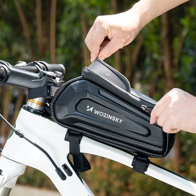 5. Wozinsky Fahrradtasche für den Rahmen, gepanzert, mit Handytasche, 1,7 l - schwarz